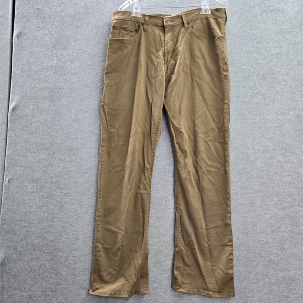 Wrangler Men Pants 34x30 Brown Chino Straight Fit Flex Mid Rise Pockets Spandex